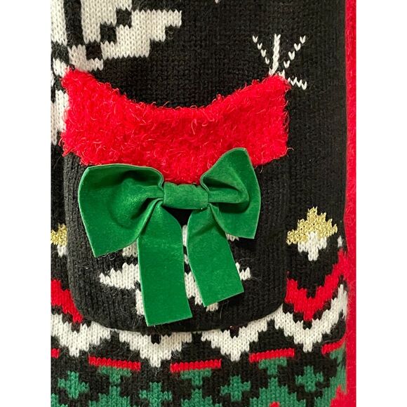 Holiday Time Santa Ugly Christmas Sweater Vest Women’s Medium 8-10 - Picture 4 of 12